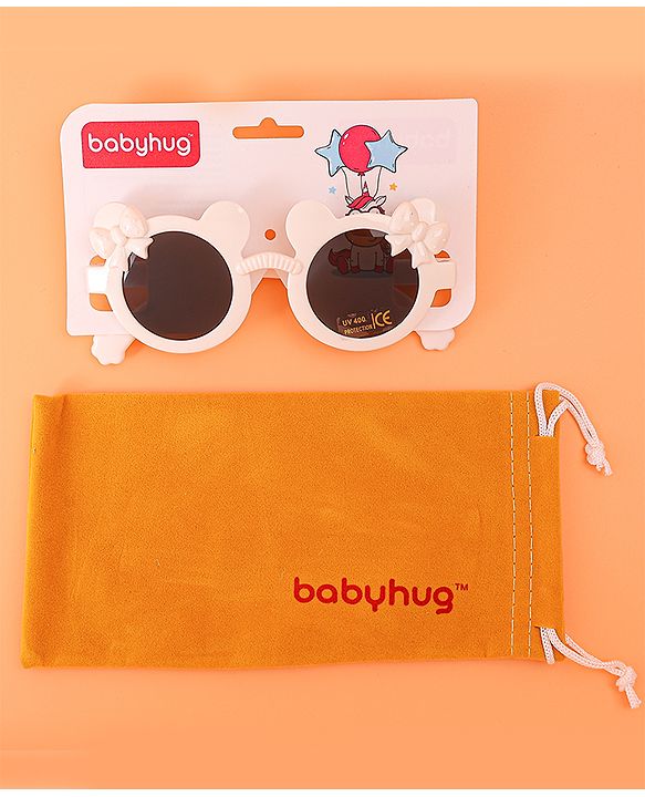 Babyhug Solid Coloured Sunglasses With Bow Design - White