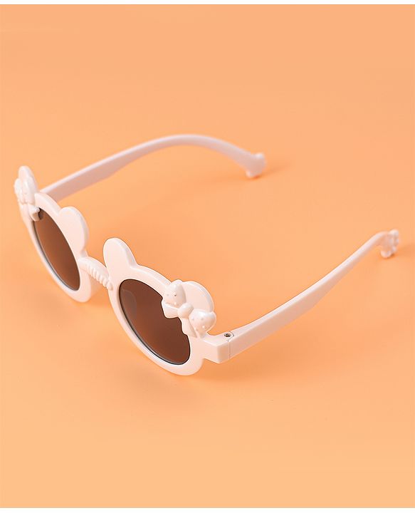 Babyhug Solid Coloured Sunglasses With Bow Design - White