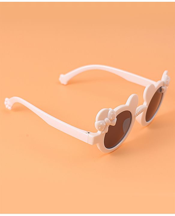 Babyhug Solid Coloured Sunglasses With Bow Design - White