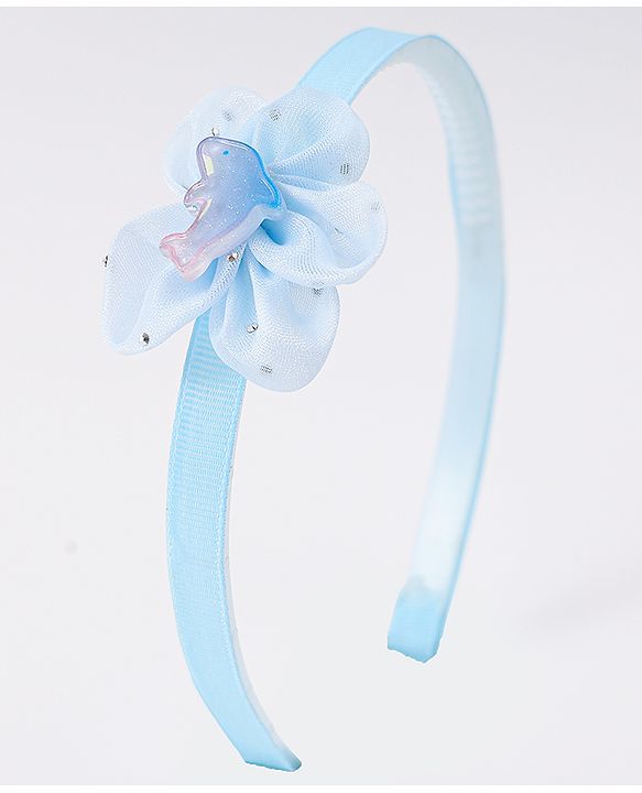 Babyhug Hairband with Bow Applique Free Size Pack Of 3 - Light Blue