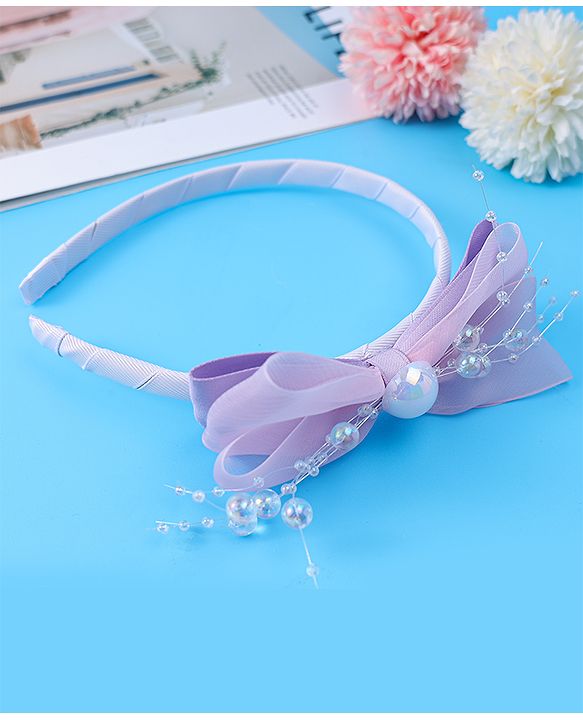 Babyhug Hairband with Bow Applique & Pearl Detailing Free Size - Pink
