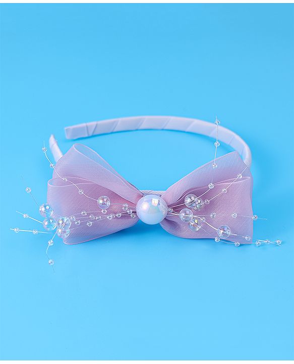 Babyhug Hairband with Bow Applique & Pearl Detailing Free Size - Pink