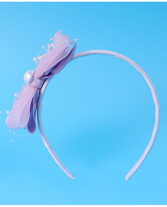 Babyhug Hairband with Bow Applique & Pearl Detailing Free Size - Pink