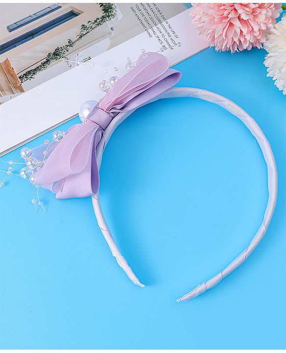 Babyhug Hairband with Bow Applique & Pearl Detailing Free Size - Pink