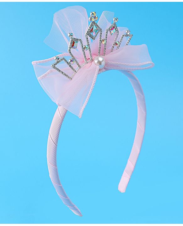 Babyhug Free Size Hair Band Tiara & Bow Applique - Pink