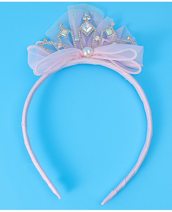 Babyhug Free Size Hair Band Tiara & Bow Applique - Pink