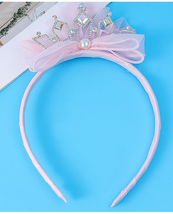 Babyhug Free Size Hair Band Tiara & Bow Applique - Pink