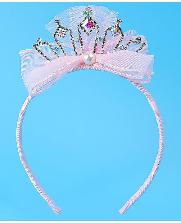 Babyhug Free Size Hair Band Tiara & Bow Applique - Pink
