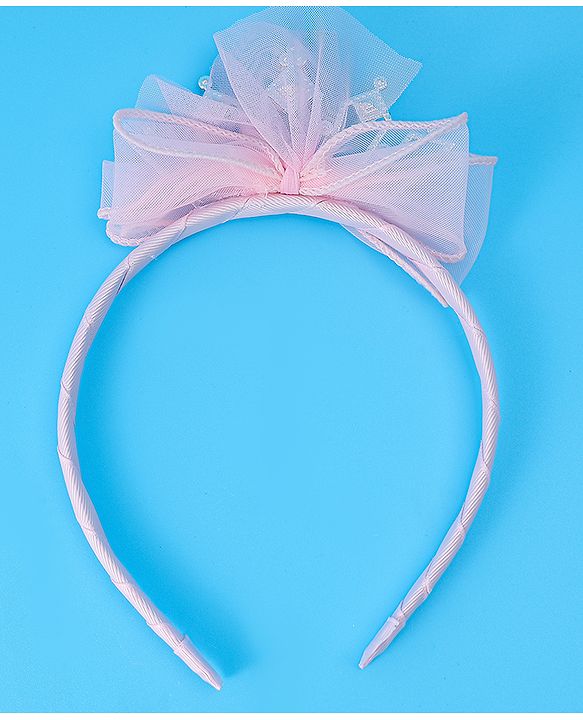 Babyhug Free Size Hair Band Tiara & Bow Applique - Pink