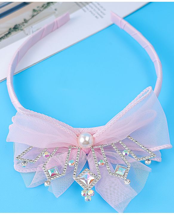 Babyhug Free Size Hair Band Tiara & Bow Applique - Pink