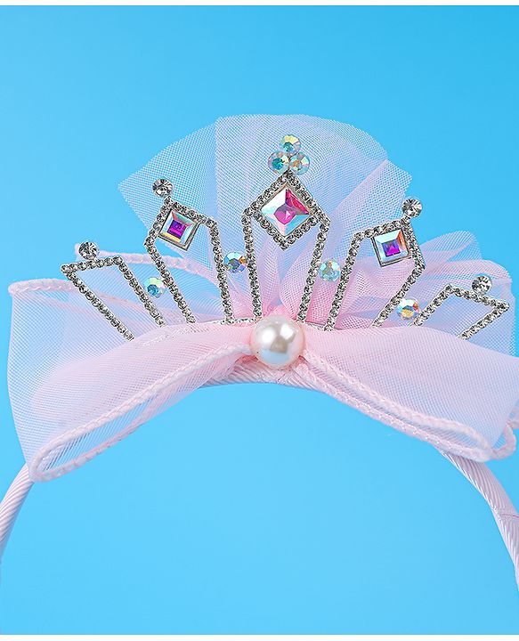 Babyhug Free Size Hair Band Tiara & Bow Applique - Pink