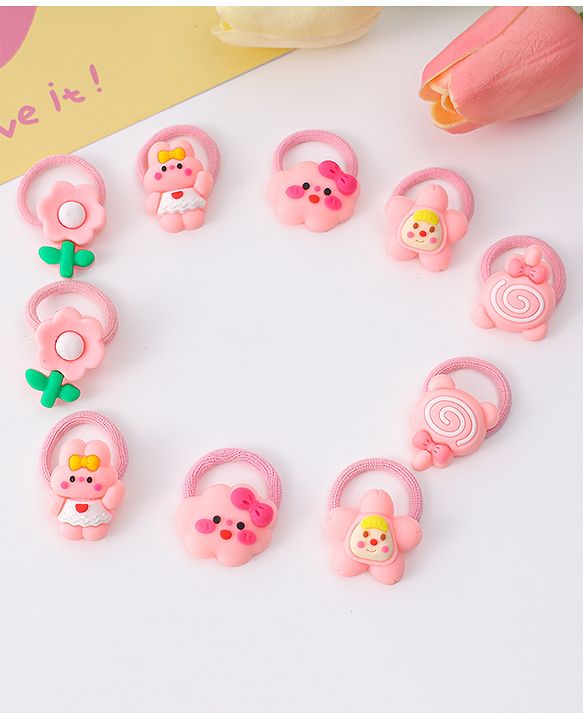 Babyhug Free Size Rubber Bands With Applique Pack Of 10 - Multi Colour