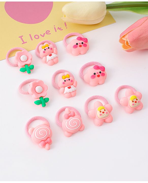 Babyhug Free Size Rubber Bands With Applique Pack Of 10 - Multi Colour