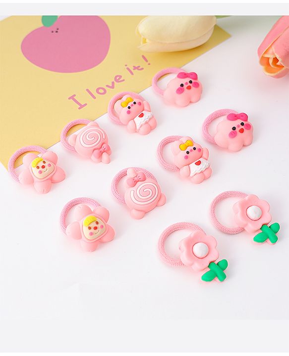 Babyhug Free Size Rubber Bands With Applique Pack Of 10 - Multi Colour