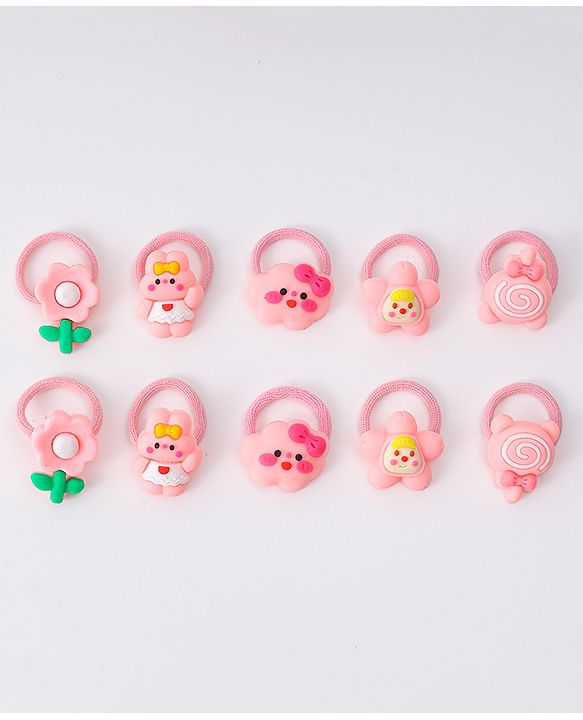 Babyhug Free Size Rubber Bands With Applique Pack Of 10 - Multi Colour