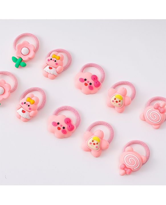 Babyhug Free Size Rubber Bands With Applique Pack Of 10 - Multi Colour