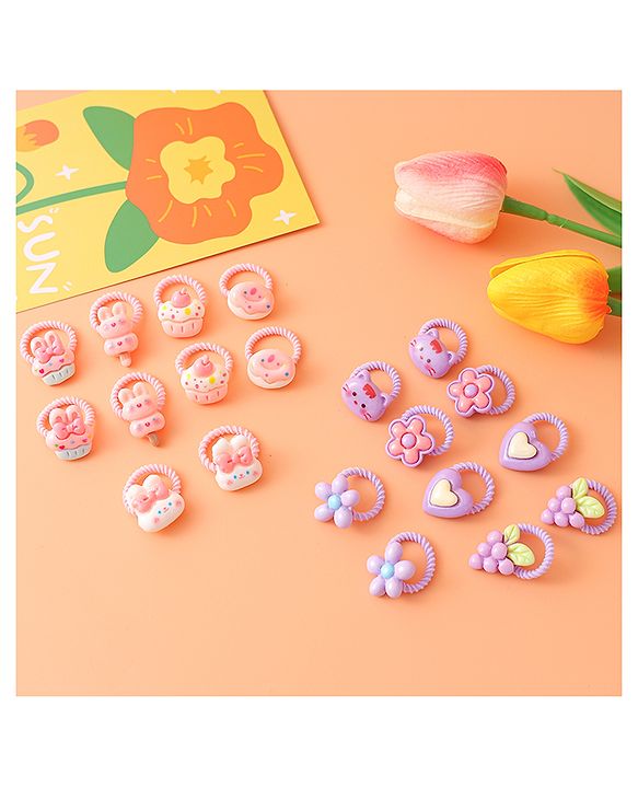 Babyhug Free Size Rubber Bands With Applique Pack Of 20 - Multi Colour