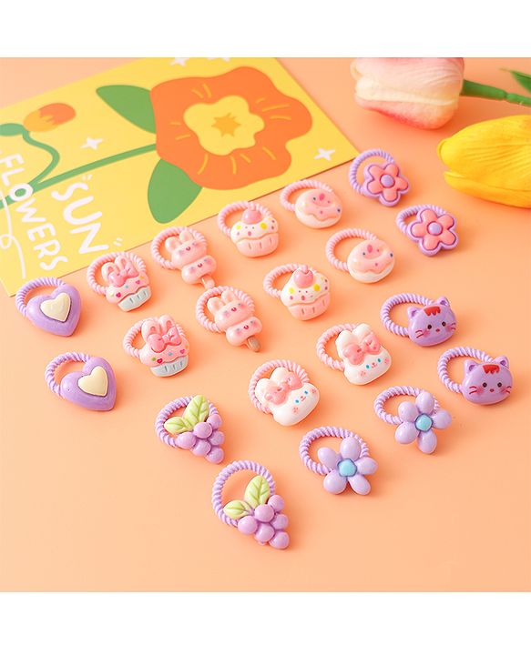 Babyhug Free Size Rubber Bands With Applique Pack Of 20 - Multi Colour
