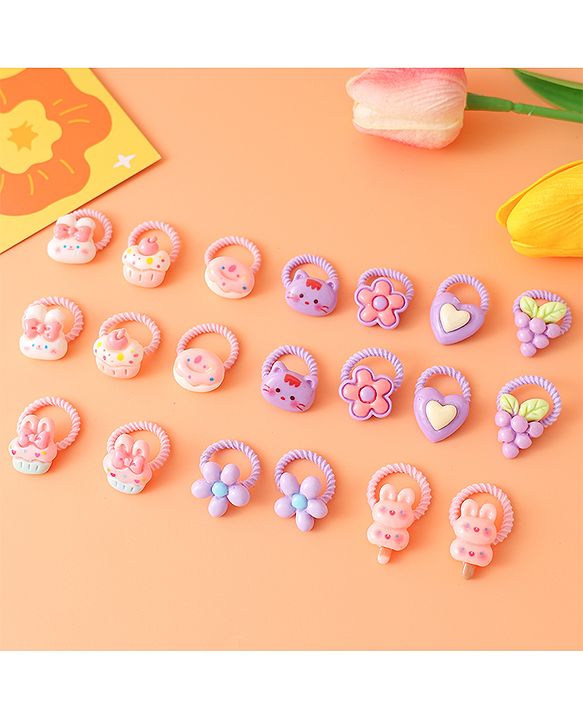 Babyhug Free Size Rubber Bands With Applique Pack Of 20 - Multi Colour