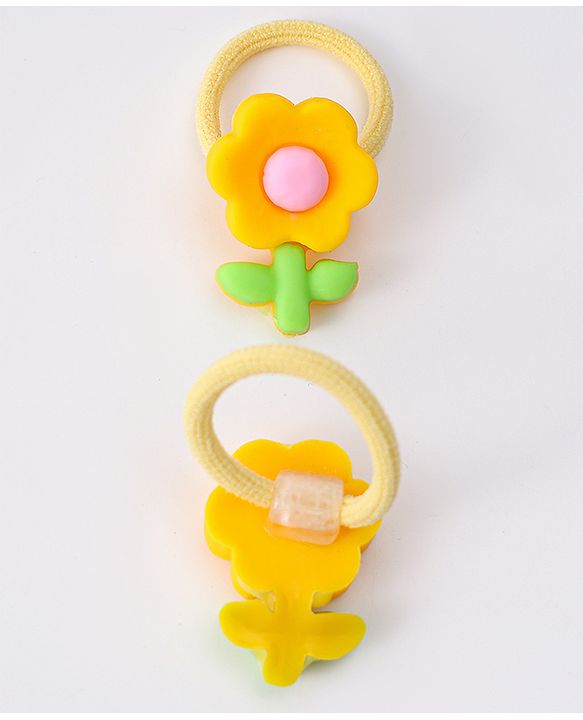 Babyhug Free Size Rubber Bands With Applique Pack Of 10 - Yellow