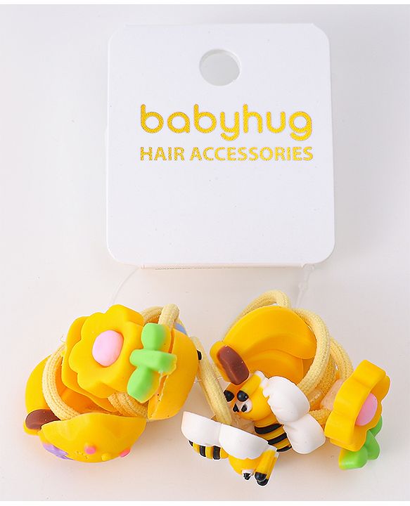 Babyhug Free Size Rubber Bands With Applique Pack Of 10 - Yellow