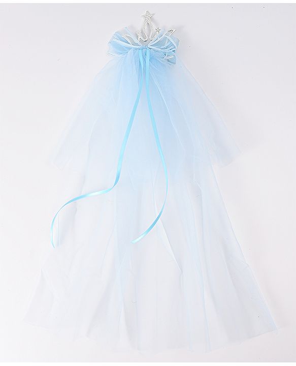 Babyhug Free Size Hair Clip With Bow & Crown Applique - Light Blue