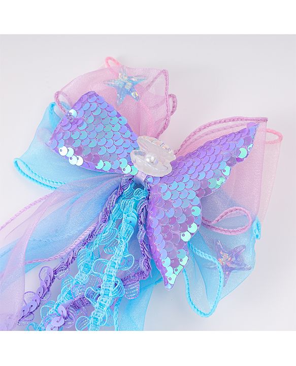Babyhug Hair Clip with Bow & Butterfly Applique - Pink & Plum