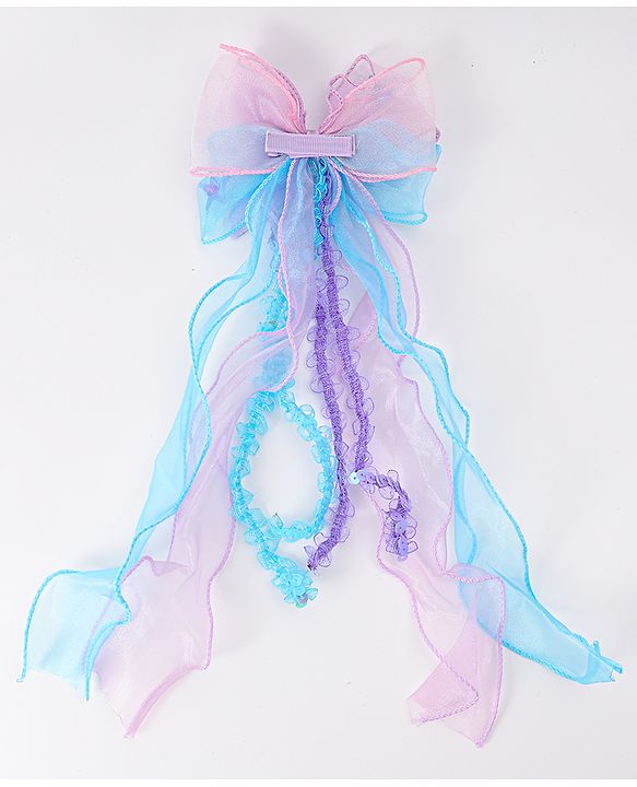 Babyhug Hair Clip with Bow & Butterfly Applique - Pink & Plum
