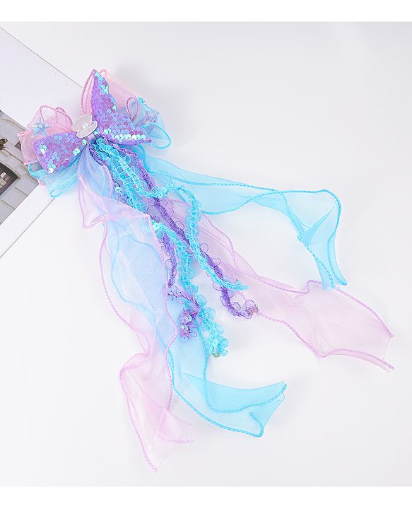 Babyhug Hair Clip with Bow & Butterfly Applique - Pink & Plum