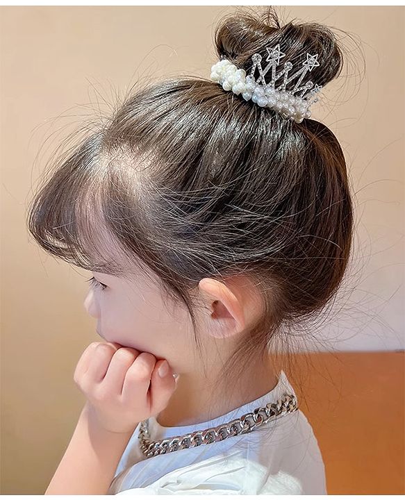 Babyhug Free Size Scrunchies with Pearl & Diamond Detailing Pack of 2 - White