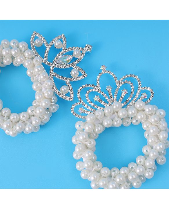 Babyhug Free Size Scrunchies with Pearl & Diamond Detailing Pack of 2 - White