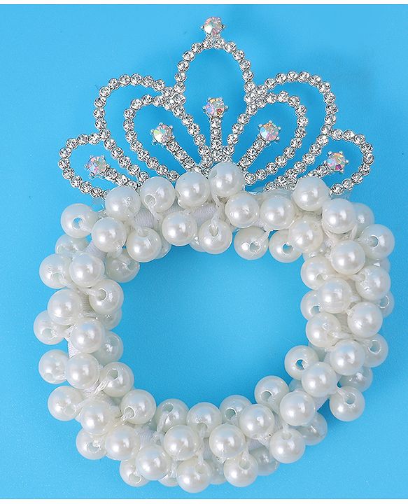 Babyhug Free Size Scrunchies with Pearl & Diamond Detailing Pack of 2 - White