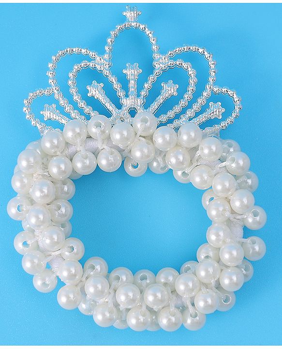 Babyhug Free Size Scrunchies with Pearl & Diamond Detailing Pack of 2 - White