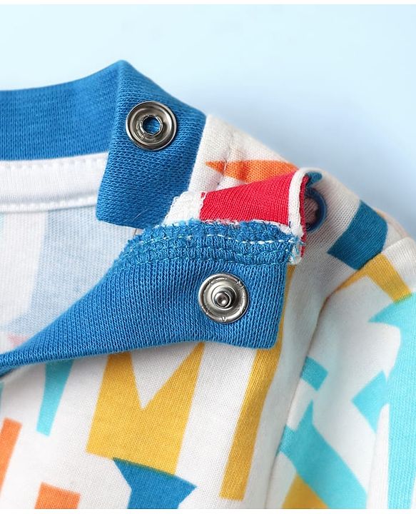 Babyhug Cotton Knit Half Sleeves Co-ords Shorts Night Suit With Gamer Text Print - Multicolor