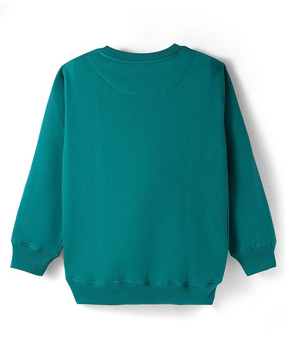 Pine Kids Knit Full Sleeves Sweatshirt With Basketball Print - Mint Green