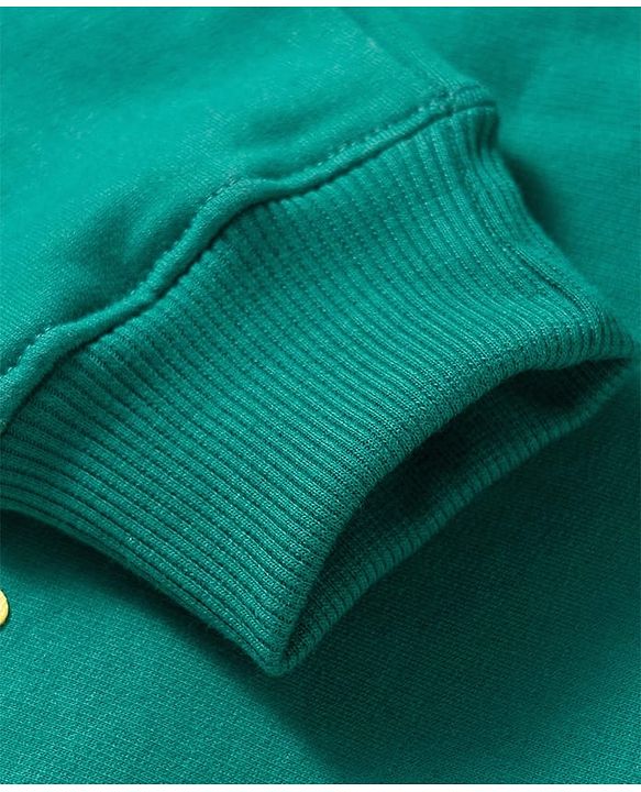 Pine Kids Knit Full Sleeves Sweatshirt With Basketball Print - Mint Green