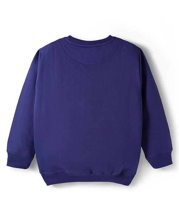 Pine Kids Knit Full Sleeves Sweatshirt With Creative Print - Navy Blue