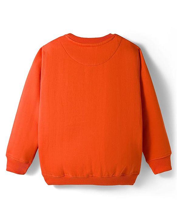 Pine Kids Knit Full Sleeves Sweatshirt With Skateboarding Print - Rust Orange
