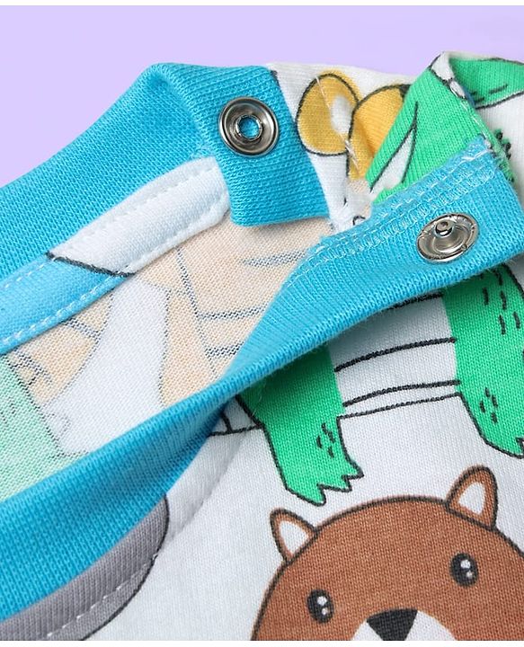 Babyhug Cotton Knit Half Sleeves Co-ords Shorts Night Suit With Vehicle Print - Multicolor