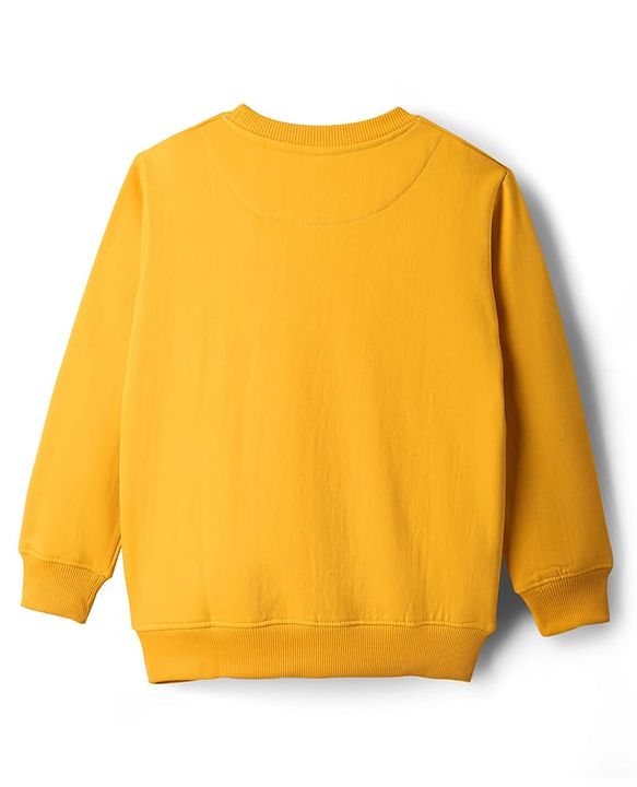 Pine Kids Cotton Knit Full Sleeves Sweatshirt With Text Print - Yellow