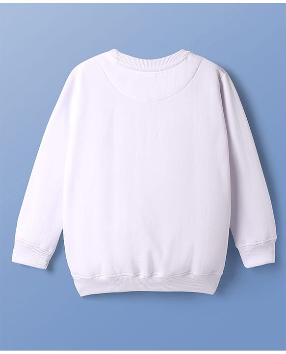 Pine Kids Knit Full Sleeves Sweatshirt With Skateboarding Print - White