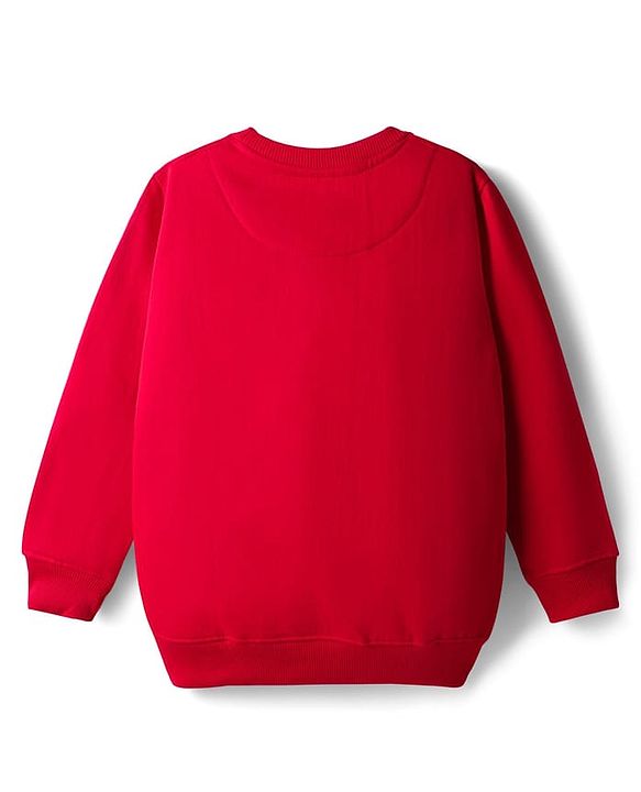 Pine Kids Knit Full Sleeves Sweatshirt With Text Print - Red