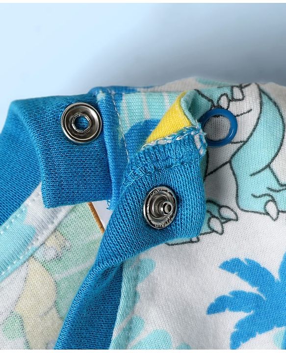 Babyhug Cotton Knit Half Sleeves Co-ords Shorts Night Suit With Animal Print - Multicolor