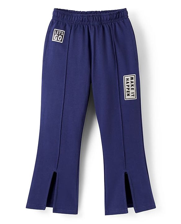 Pine Kids Knit Full Length Lounge Pant With Let's Go Print - Navy Blue
