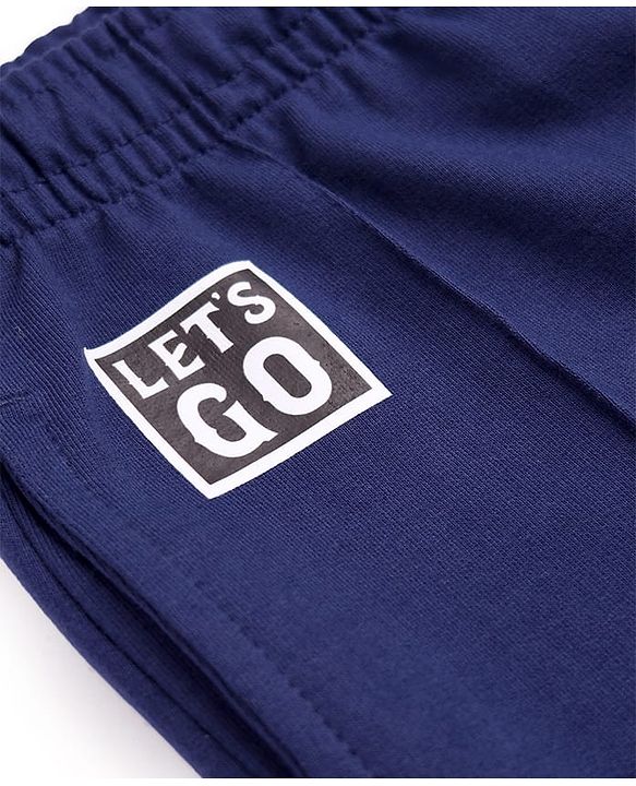 Pine Kids Knit Full Length Lounge Pant With Let's Go Print - Navy Blue