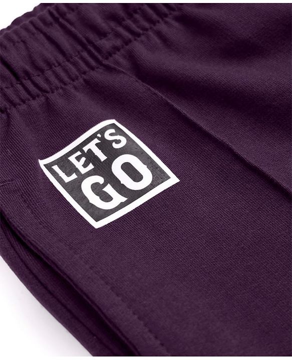 Pine Kids Knit Full Length Lounge Pant With Text Print - Purple