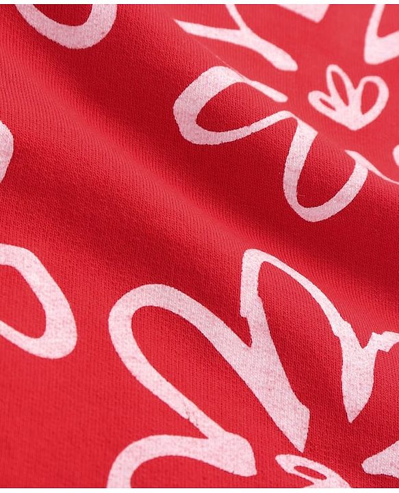 Pine Kids Knit Full Length Lounge Pant With Floral Print - Red