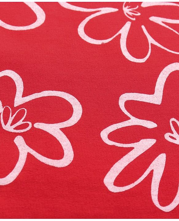 Pine Kids Knit Full Length Lounge Pant With Floral Print - Red