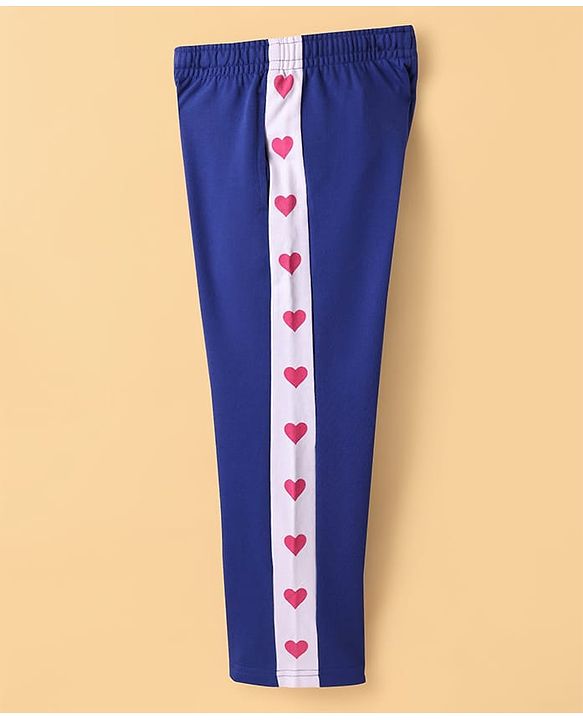 Pine Kids Knit Full Length Lounge Pant With Heart Print - Navy Blue
