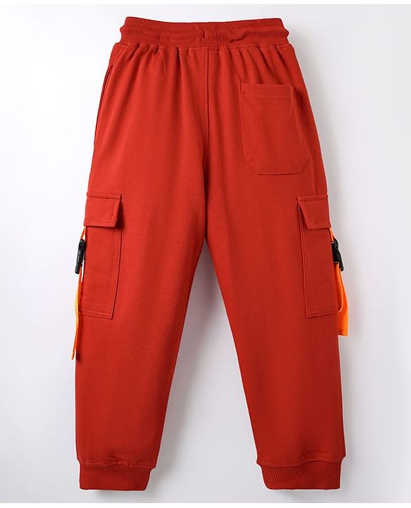 Pine Kids Knit Full Length Lounge Pant With Explore Print & Cargo Pockets - Red
